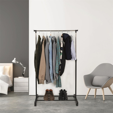 Portant simple sur roulettes, hauteur réglable noir et chrome - NEHOR