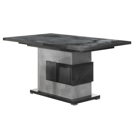 Table de repas allongeable à pied central gris aspect pierre - HOFIO