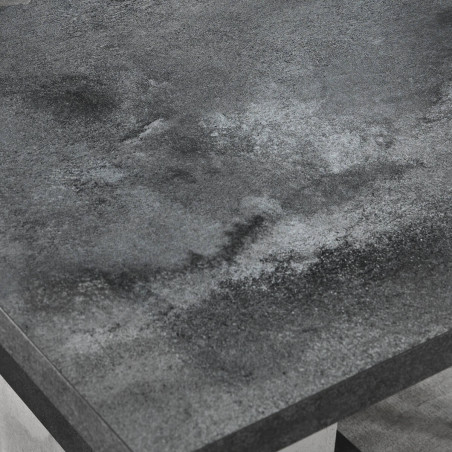 Table de repas allongeable à pied central gris aspect pierre - HOFIO