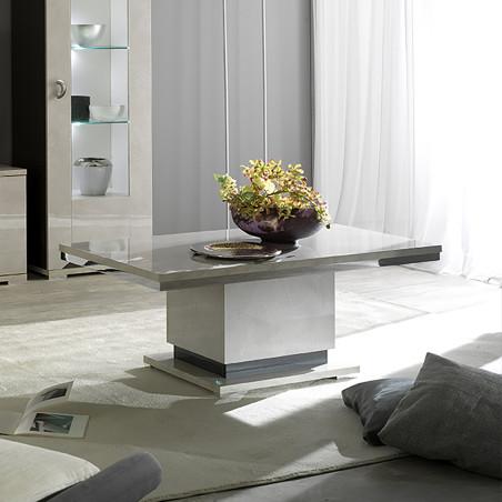 Table rectangulaire avec pied central, finition béton laqué gris - BRAVO