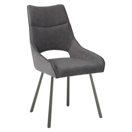 Lot de 2 chaises tissu gris anthracite pieds métal laqué gris - SILOUANOR