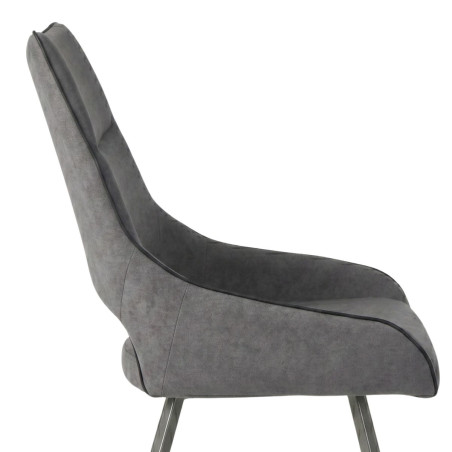 Lot de 2 chaises tissu gris anthracite pieds métal laqué gris - SILOUANOR