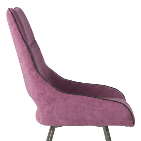 Lot de 2 chaises tissu violet pieds métal gris - SILOUANOR