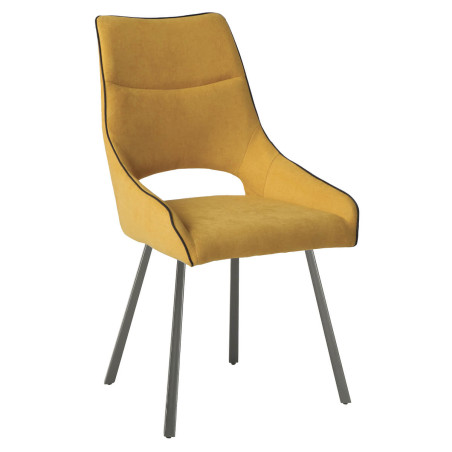 Lot de 2 chaises tissu jaune pieds métal gris - SILOUANOR