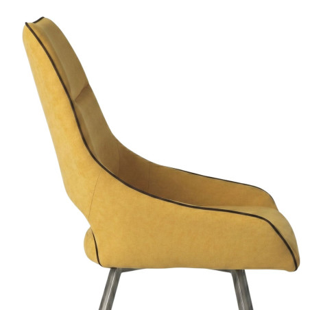 Lot de 2 chaises tissu jaune pieds métal gris - SILOUANOR