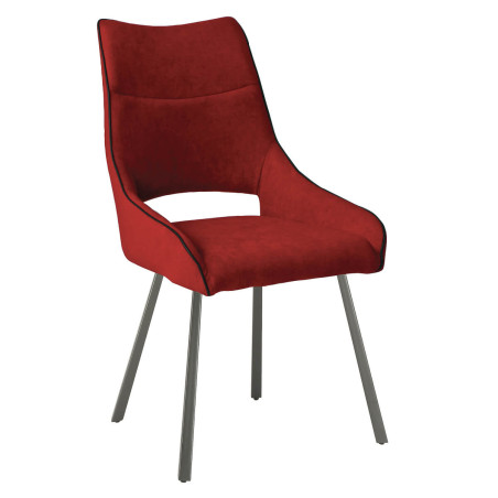Lot de 2 chaises tissu rouge pieds métal gris - SILOUANOR