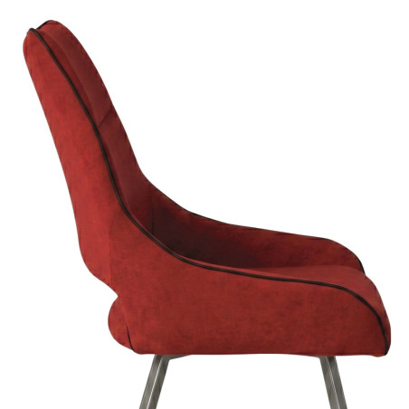 Lot de 2 chaises tissu rouge pieds métal gris - SILOUANOR