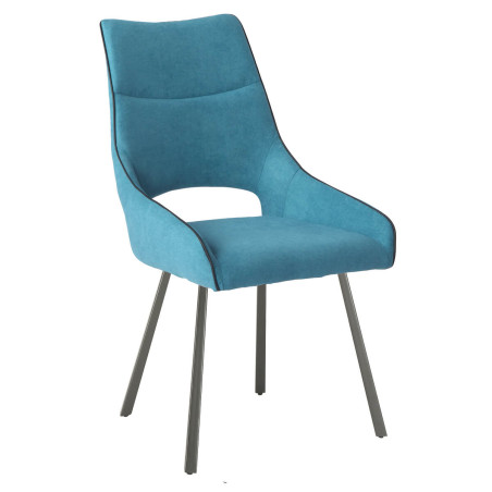 Lot de 2 chaises tissu bleu pieds métal gris - SILOUANOR