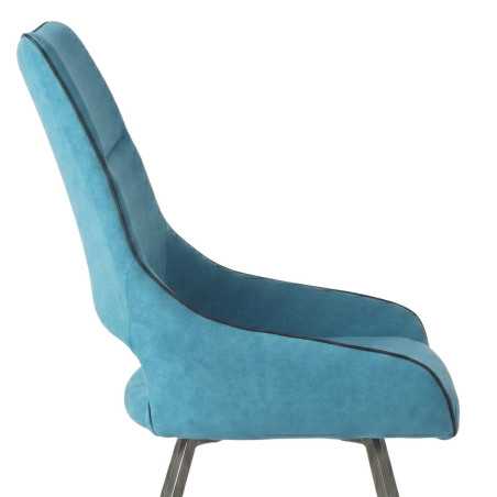 Lot de 2 chaises tissu bleu pieds métal gris - SILOUANOR