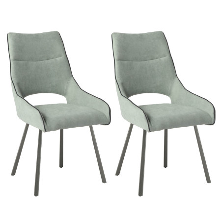 Lot de 2 chaises tissu vert d’eau pieds métal gris - SILOUANOR