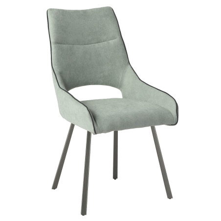 Lot de 2 chaises tissu vert d’eau pieds métal gris - SILOUANOR
