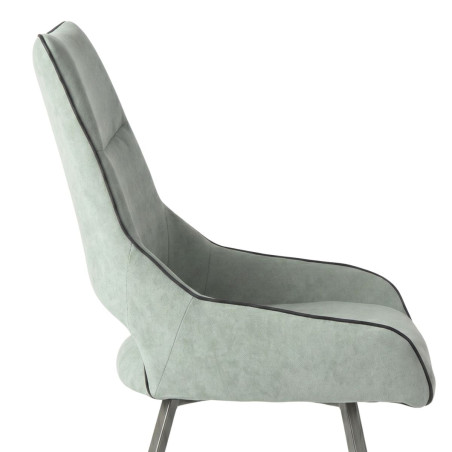 Lot de 2 chaises tissu vert d’eau pieds métal gris - SILOUANOR