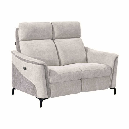 Canapé 2 places relax électrique tissu maillé bicolore gris - SOLLYSOR
