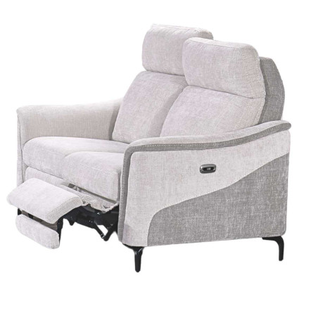 Canapé 2 places relax électrique tissu maillé bicolore gris - SOLLYSOR