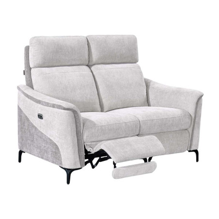 Canapé 2 places relax électrique tissu maillé bicolore gris - SOLLYSOR
