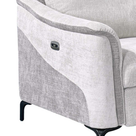 Canapé 2 places relax électrique tissu maillé bicolore gris - SOLLYSOR