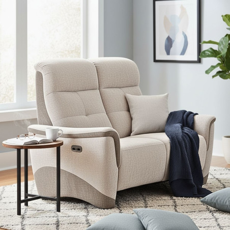 Canapé 2 places relax électrique tissu maillé bicolore beige - AUSTRALOR