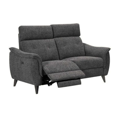 Canapé 2 places relax électrique tissu chiné gris carbone - PLYMOR