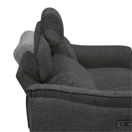 Canapé 2 places relax électrique tissu chiné gris carbone - PLYMOR