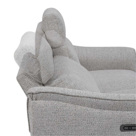 Canapé 2 places relax électrique tissu chiné gris galet - PLYMOR