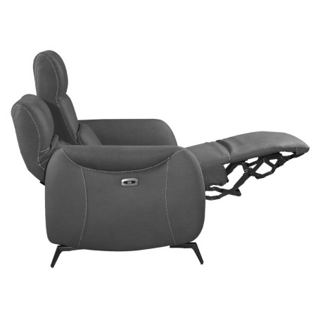 Canapé 2 places relax électrique en tissu micro peau gris foncé - SMALKOR
