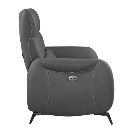 Canapé 2 places relax électrique en tissu micro peau gris foncé - SMALKOR