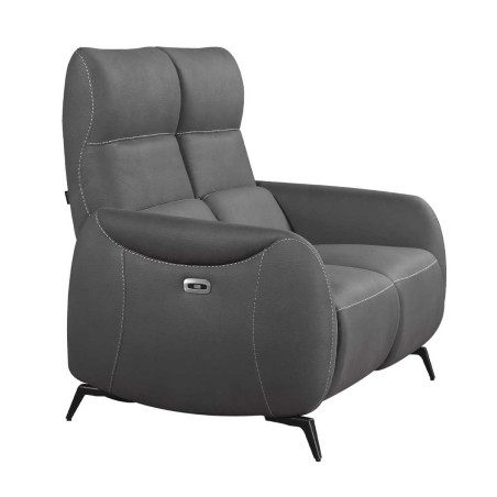 Canapé 2 places relax électrique en tissu micro peau gris foncé - SMALKOR