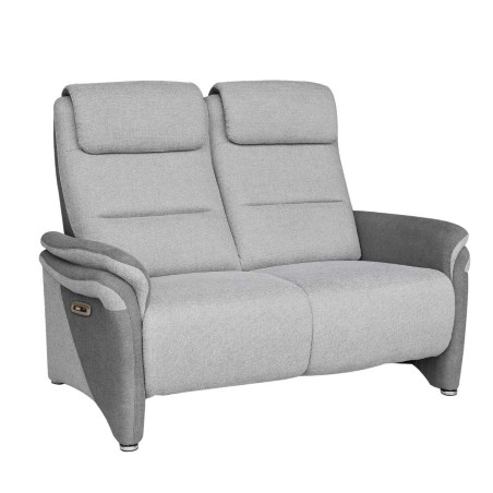 Canapé 2 places relax électrique tissu polyester bicolore gris - NADIROR