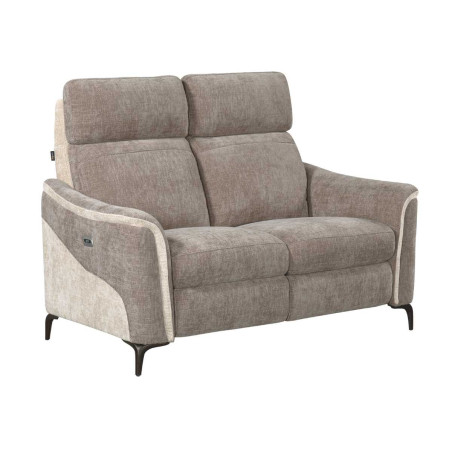 Canapé 2 places relax électrique tissu maillé moka beige - SOLLYSOR