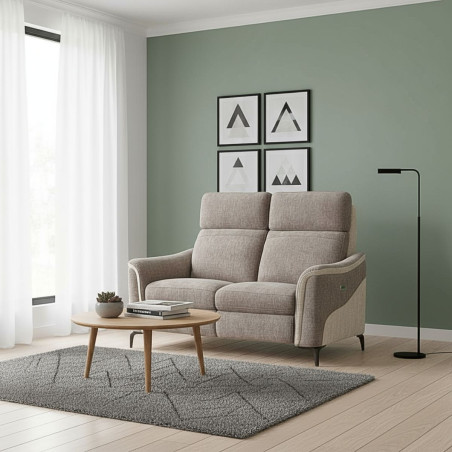 Canapé 2 places relax électrique tissu maillé moka beige - SOLLYSOR