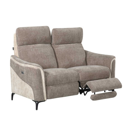 Canapé 2 places relax électrique tissu maillé moka beige - SOLLYSOR