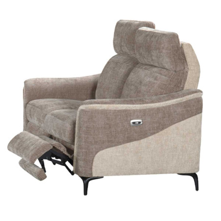 Canapé 2 places relax électrique tissu maillé moka beige - SOLLYSOR