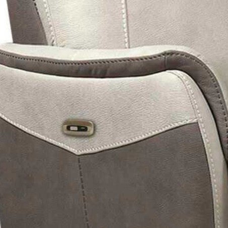 Canapé 2 places relax électrique tissu micro peau taupe et beige - SANGYOR