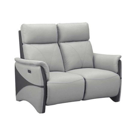 Canapé 2 places relax électrique tissu micro peau bicolore gris - SYMPHONOR