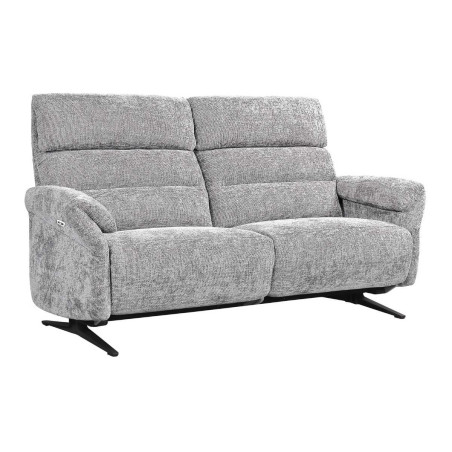 Canapé 3 places relax électrique tissu velours gris - LAM