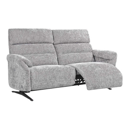 Canapé 3 places relax électrique tissu velours gris - LAM