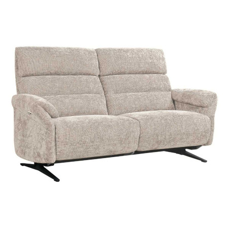 Canapé 3 places relax électrique tissu velours beige - LAM