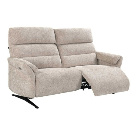 Canapé 3 places relax électrique tissu velours beige - LAM