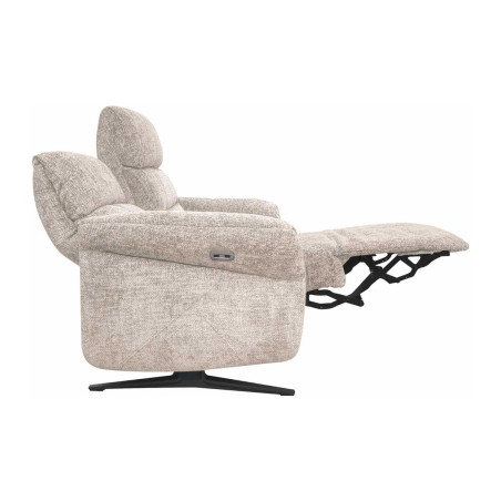 Canapé 3 places relax électrique tissu velours beige - LAM