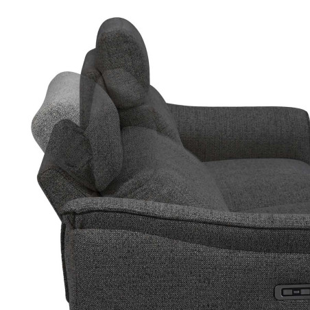Canapé 3 places relax électrique tissu chiné gris carbone - PLYMOR