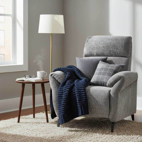 Fauteuil relax électrique tissu maillé ultra doux gris - LAM