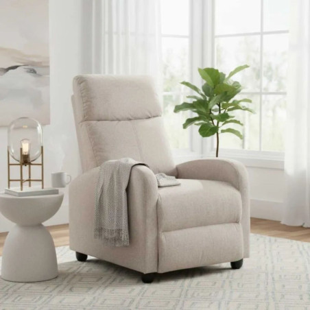 Fauteuil Relax Push-Back Tissu Gris Taupe - CAMBERROR