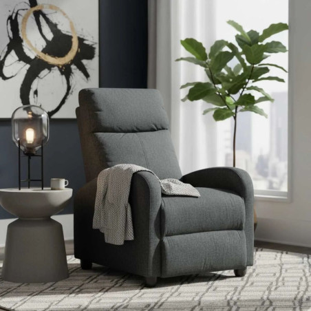Fauteuil relax push-back tissu gris foncé - CAMBERROR