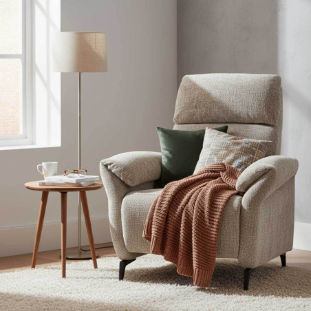Fauteuil relax électrique tissu maillé ultra doux beige - LAM