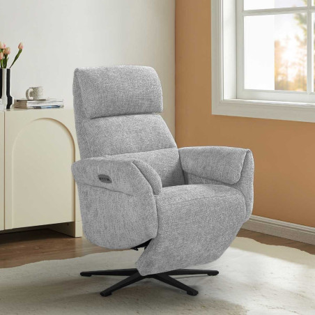 Fauteuil relax électrique pivotant gris - LAM