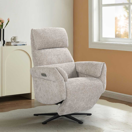 Fauteuil relax électrique pivotant beige - LAM