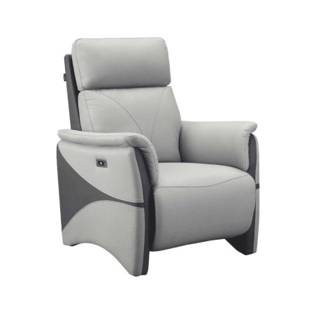 Fauteuil relax électrique micro peau bicolore gris - SYMPHONOR