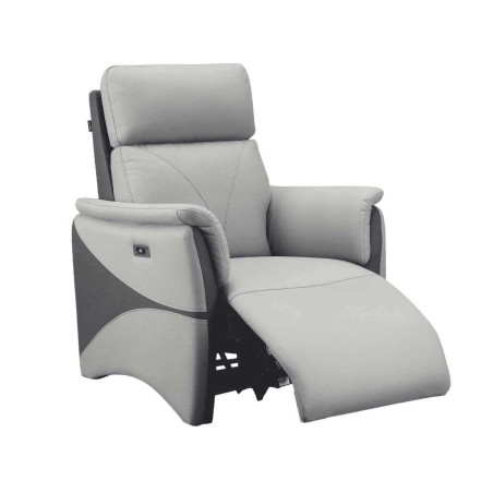 Fauteuil relax électrique micro peau bicolore gris - SYMPHONOR