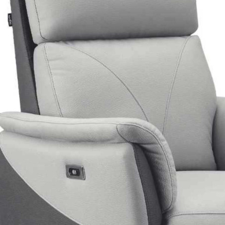 Fauteuil relax électrique micro peau bicolore gris - SYMPHONOR