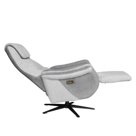 Fauteuil relax électrique pivotant tissu gris clair et gris foncé - NADIROR